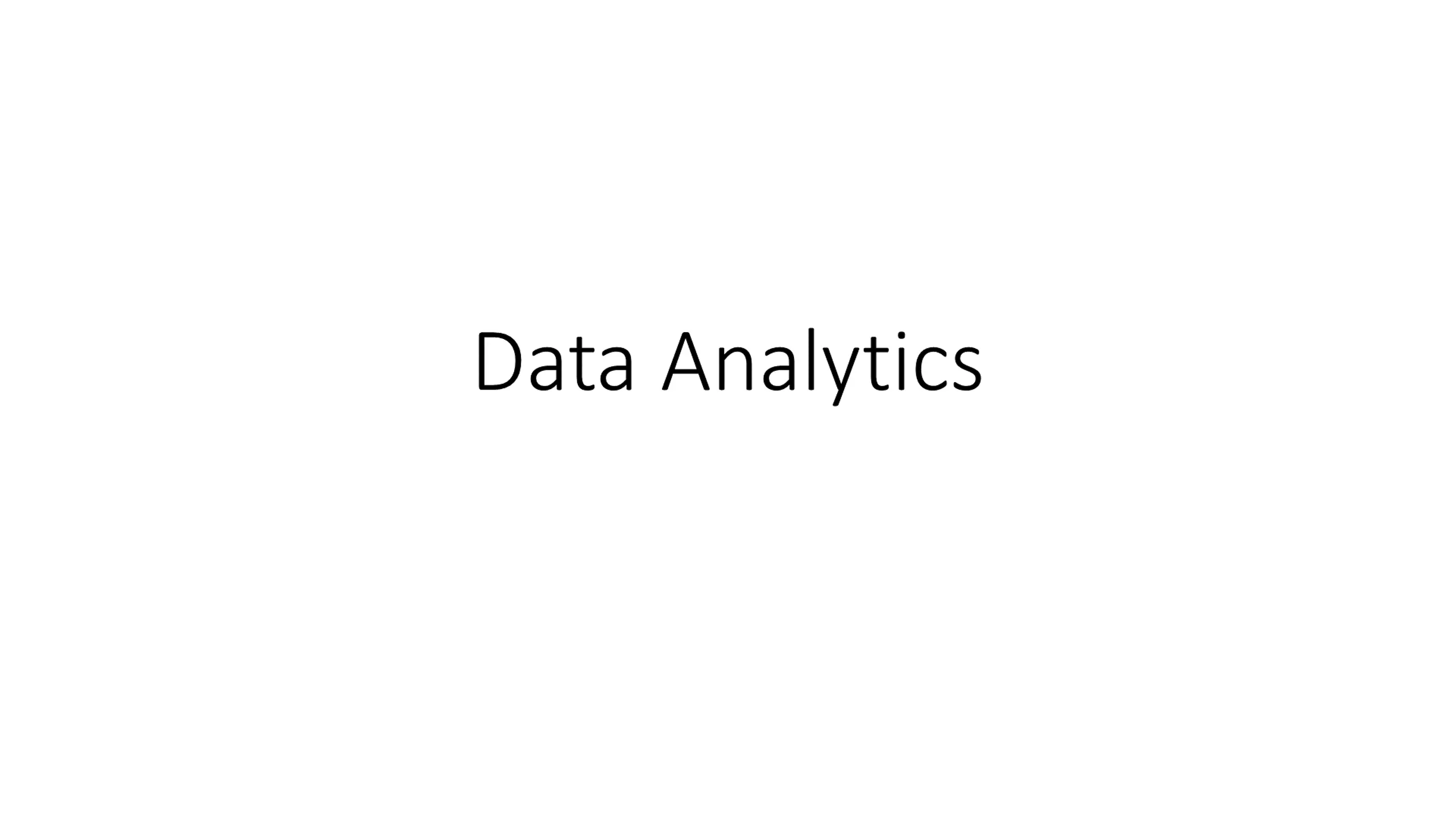 Data Analytics
