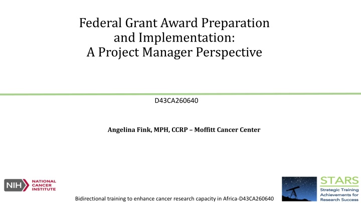 Effective Project Management for Securing and Implementing Federal Grants in Cancer Research Capacity Building Programs