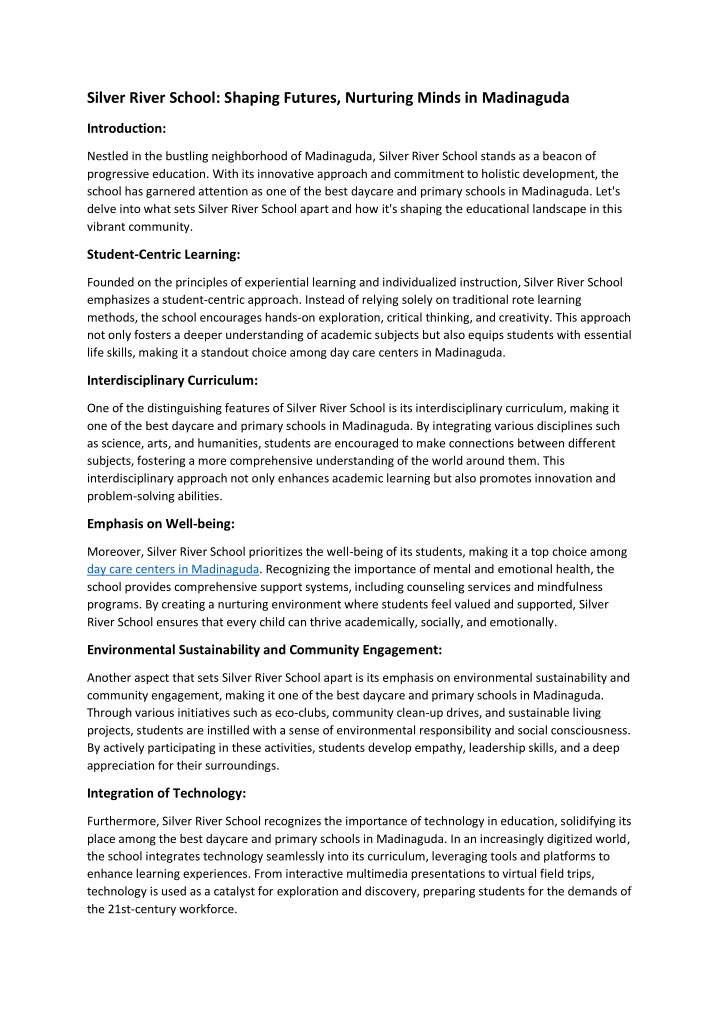 silver river school shaping futures nurturing n.w