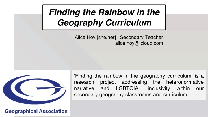 LGBTQ+ Representation in School Geography Curriculum
