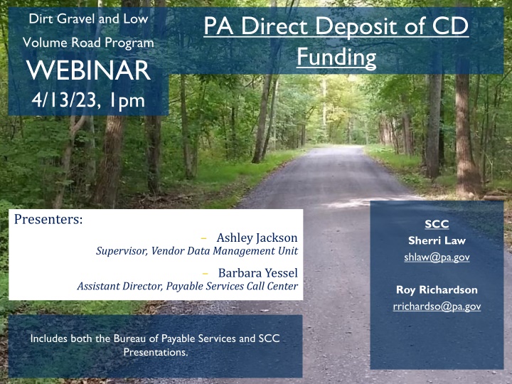 Pennsylvania Dirt, Gravel, and Low Volume Road Program Webinar
