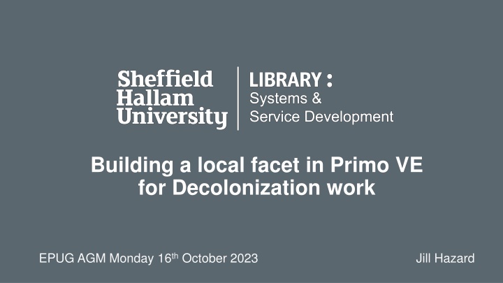 Building a local facet in Primo VE  for Decolonization work