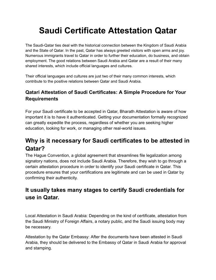 saudi certificate attestation qatar n.w