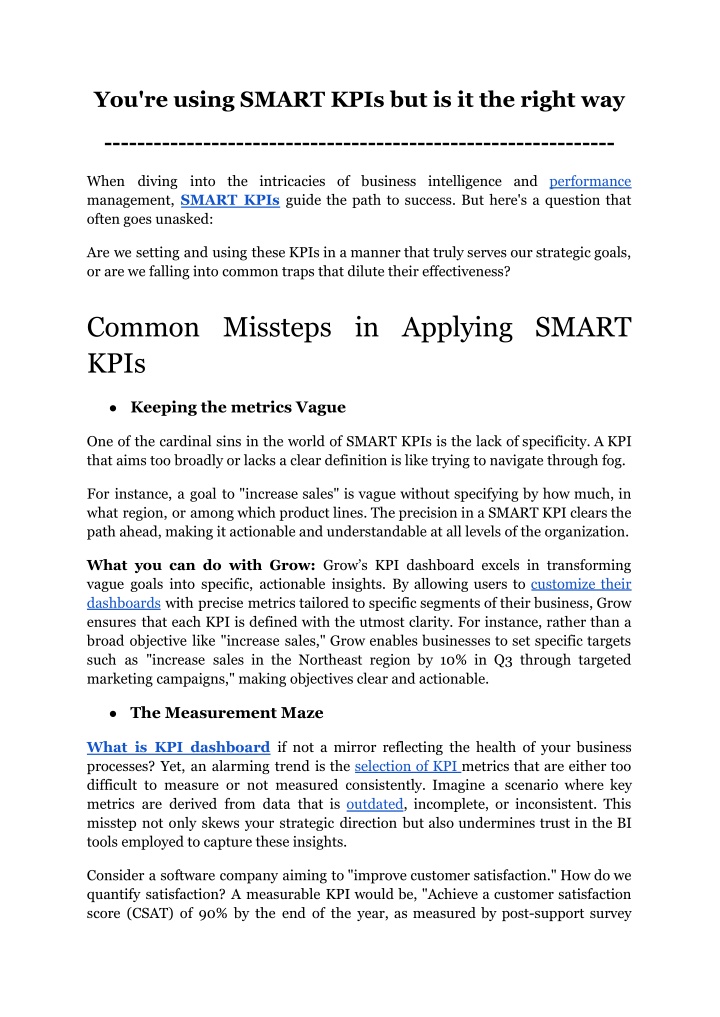 you re using smart kpis but is it the right way n.w