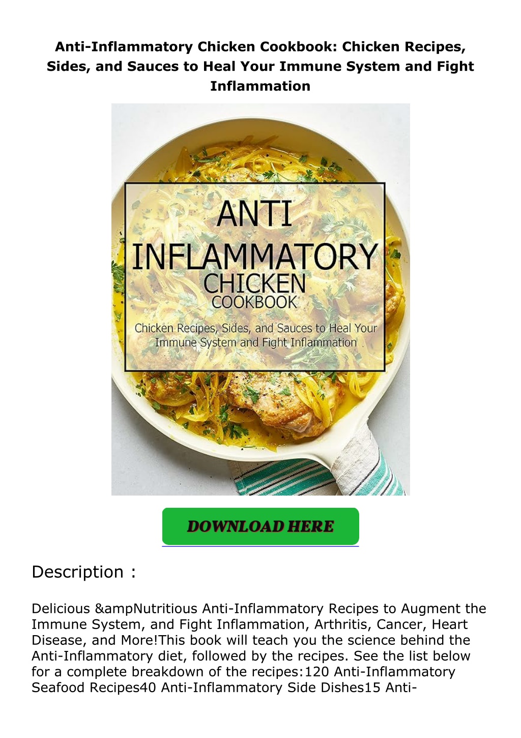 anti inflammatory chicken cookbook chicken l.w