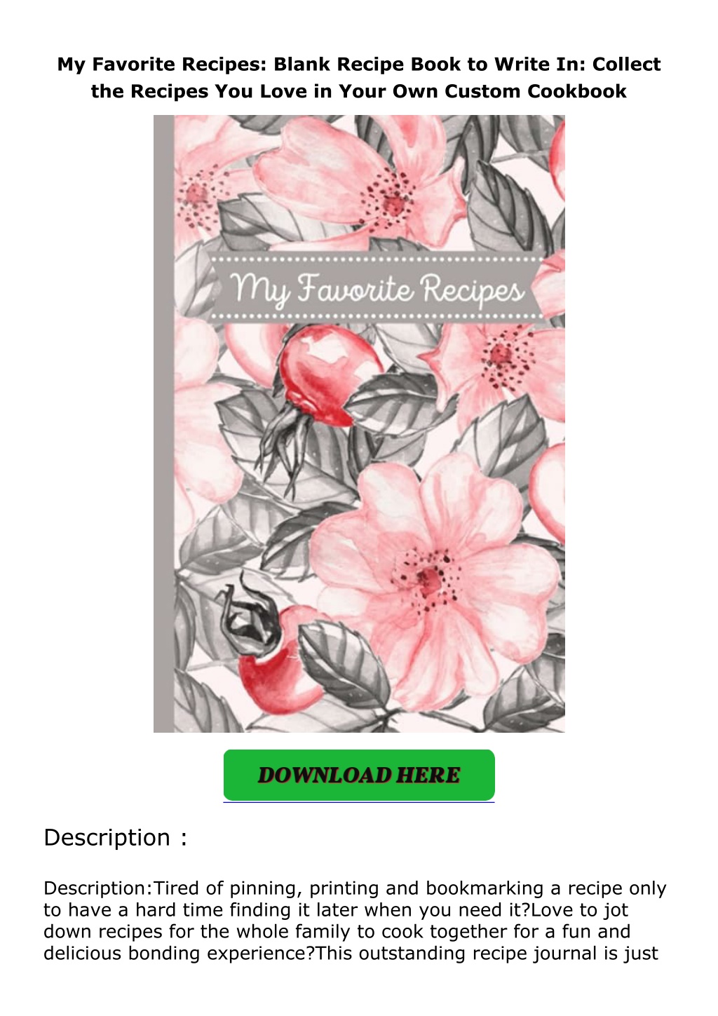 my favorite recipes blank recipe book to write l.w