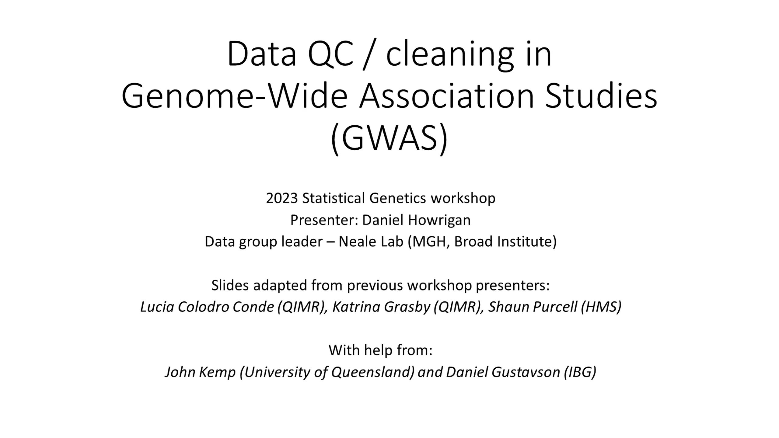 Data QC / cleaning in Genome-Wide Association Studies (GWAS)
