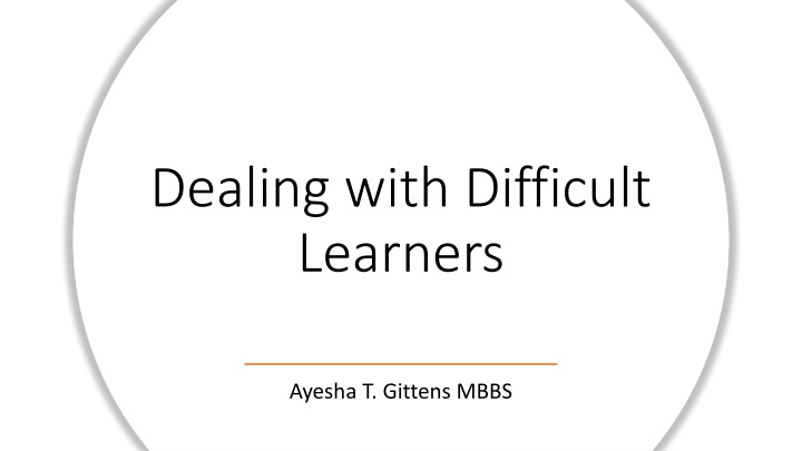 Managing Difficult Learner Behaviors in Adult Education