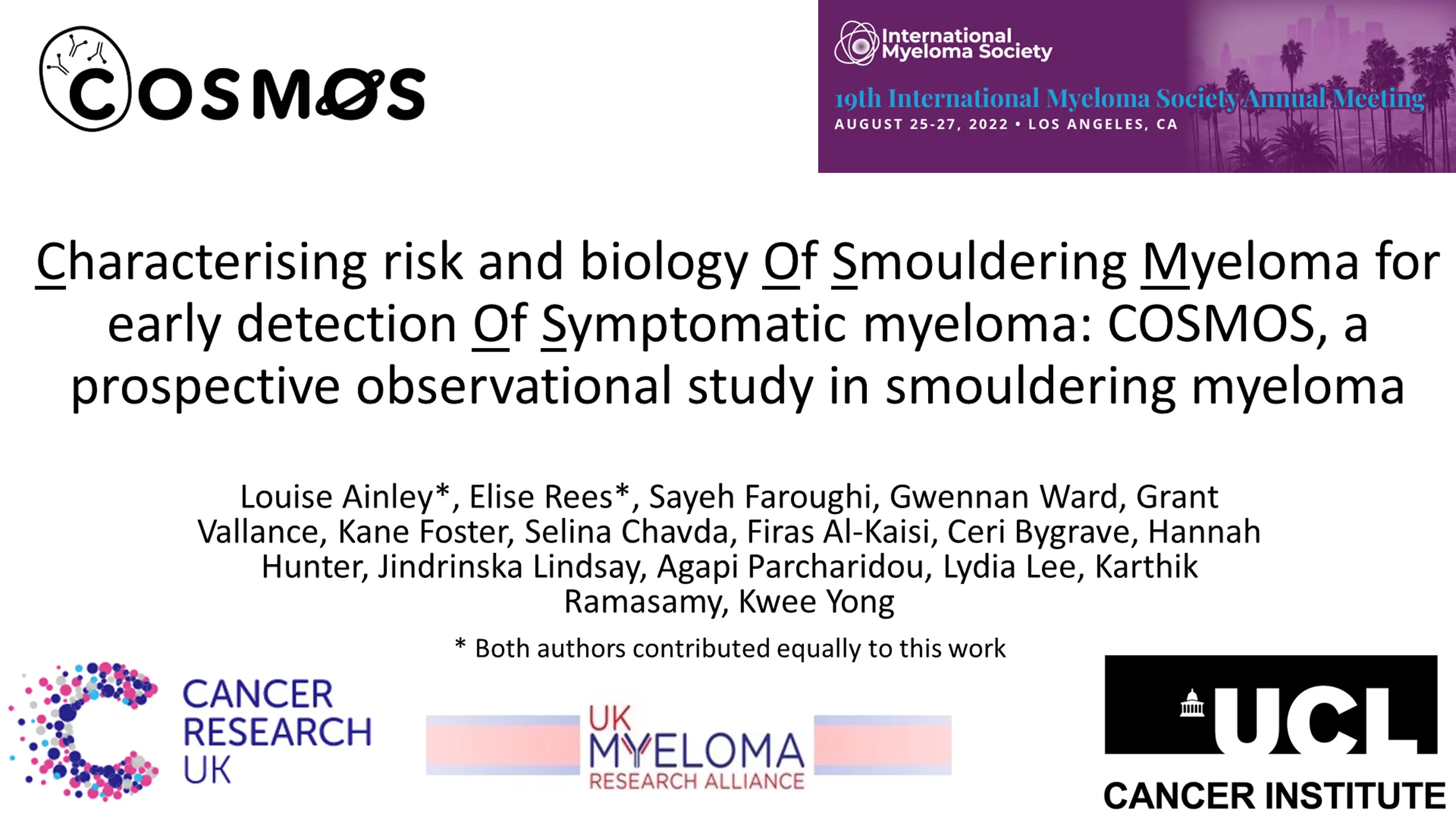Characterising Risk and Biology of Smouldering Myeloma for Early Detection of Symptomatic Myeloma
