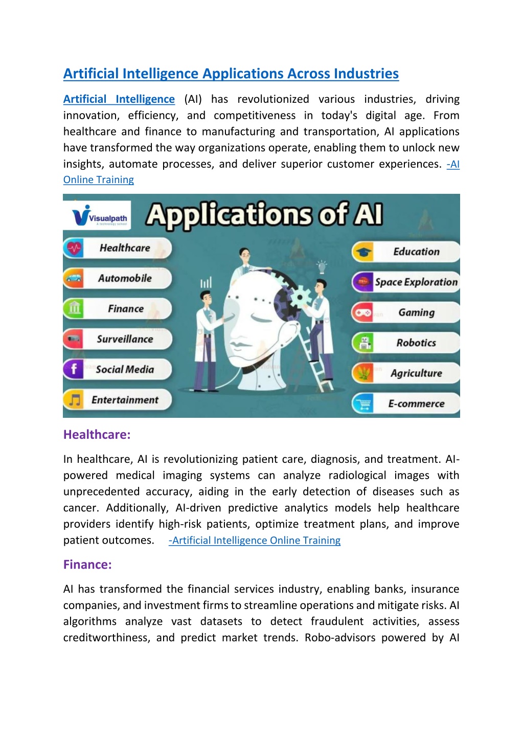 artificial intelligence applications across l.w