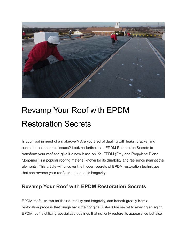 revamp your roof with epdm n.w