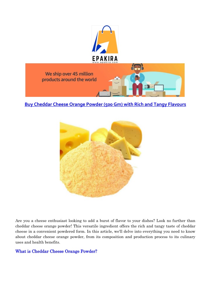 buy cheddar cheese orange powder 500 gm with rich n.w