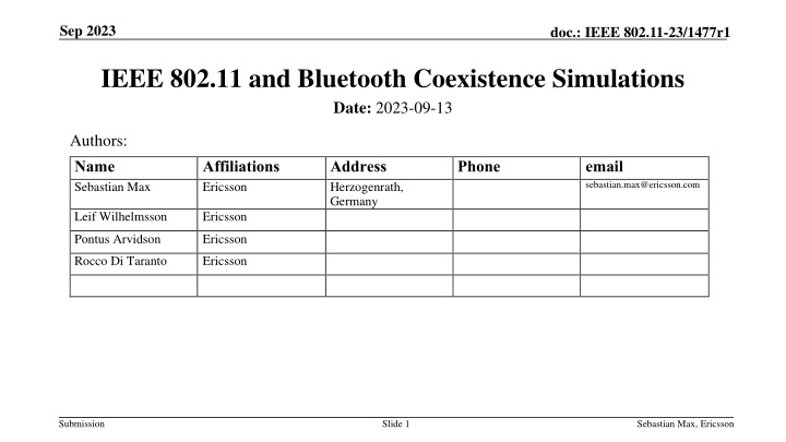 IEEE 802.11 and Bluetooth Coexistence Simulations: Assumptions and Models