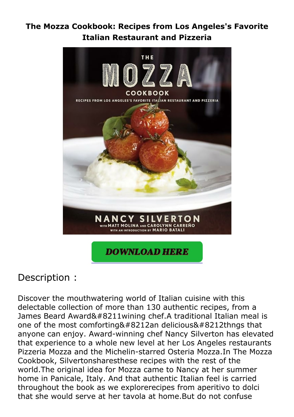 the mozza cookbook recipes from los angeles l.w
