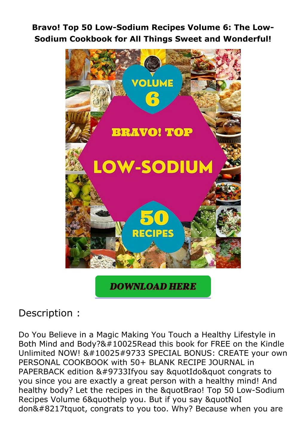 bravo top 50 low sodium recipes volume l.w