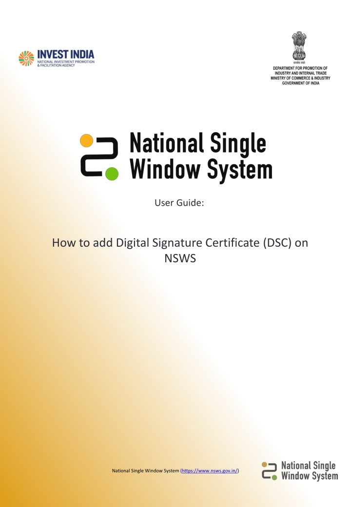 Guide to Adding Digital Signature Certificate (DSC) on NSWS Portal