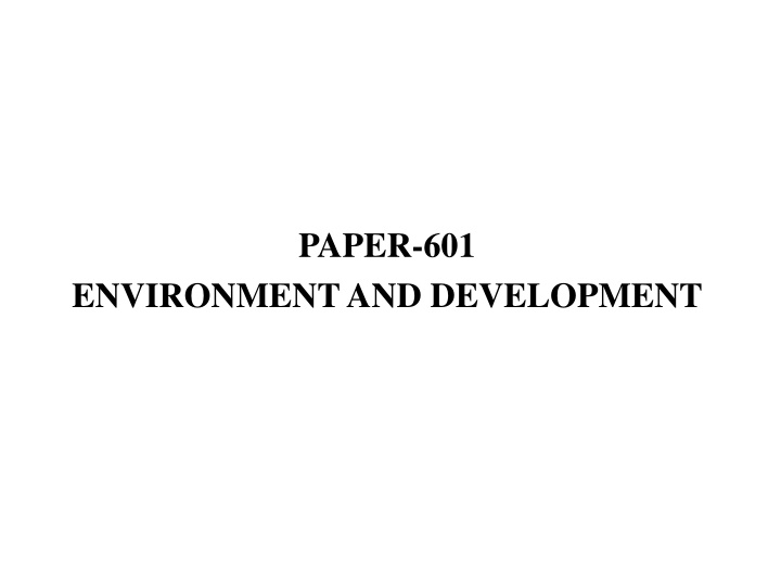 Sustainable Development and Its Core Elements