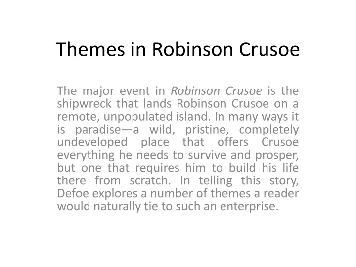 themes in robinson crusoe n.