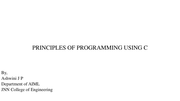 Principles of Programming Using C