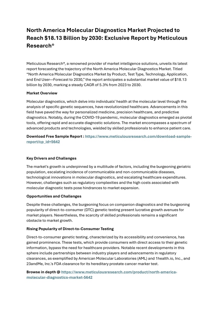 north america molecular diagnostics market n.w