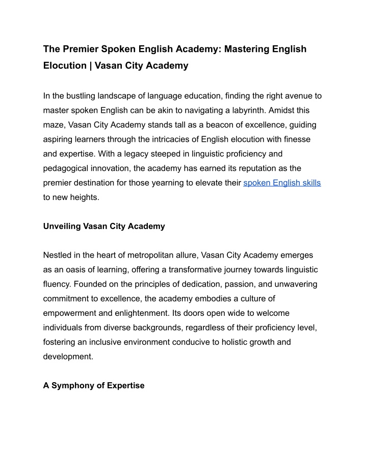 the premier spoken english academy mastering n.w