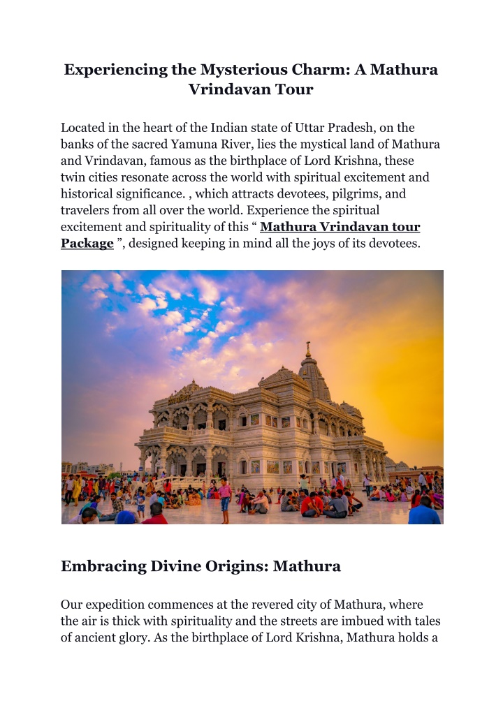 experiencing the mysterious charm a mathura n.w