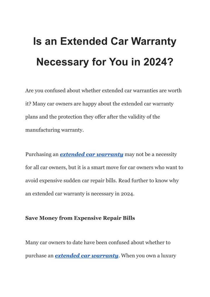 is an extended car warranty n.w