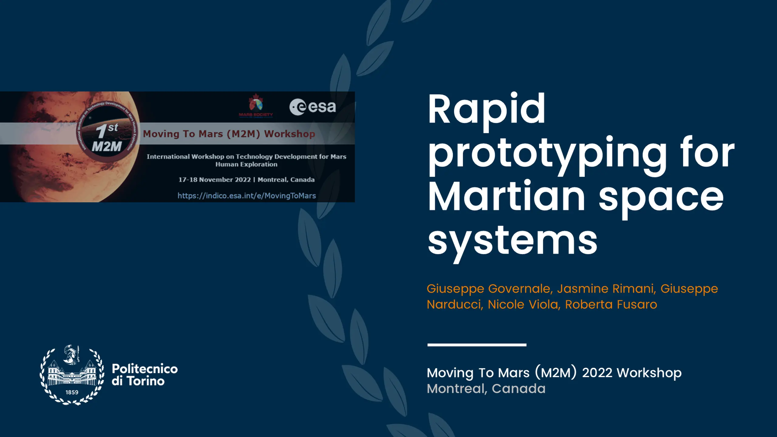 Rapid Prototyping for Martian Space Systems
