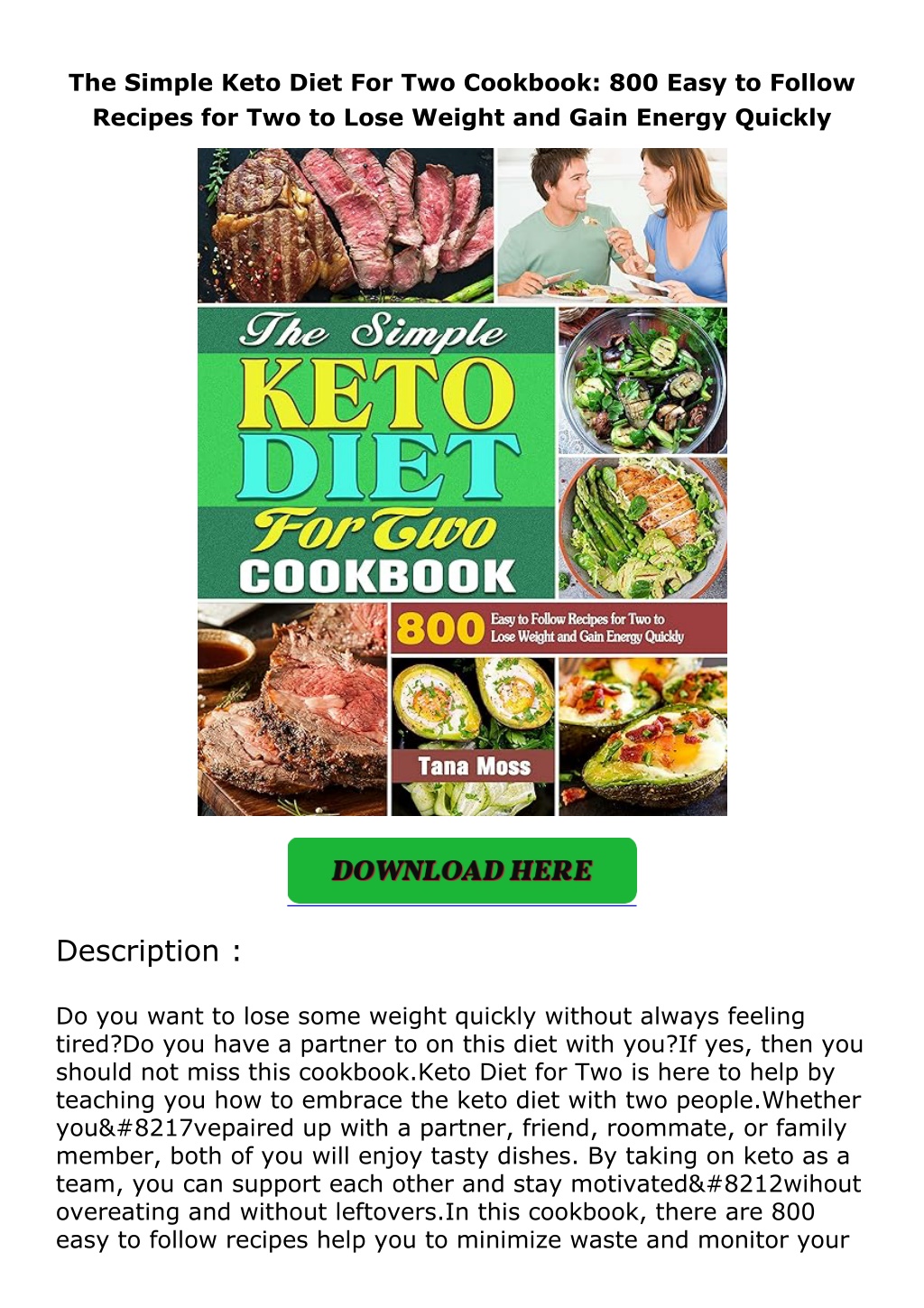the simple keto diet for two cookbook 800 easy l.w