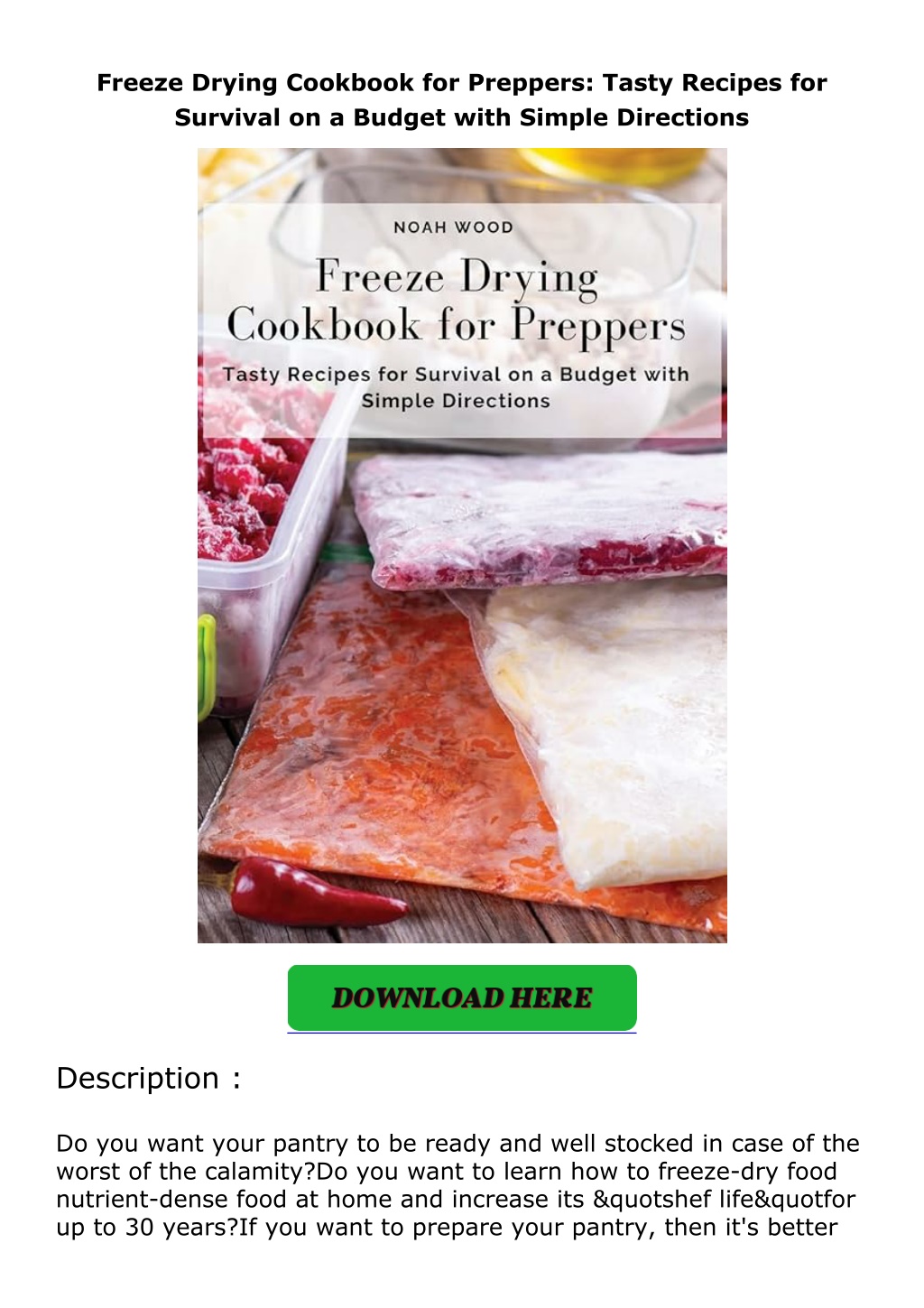 freeze drying cookbook for preppers tasty recipes l.w