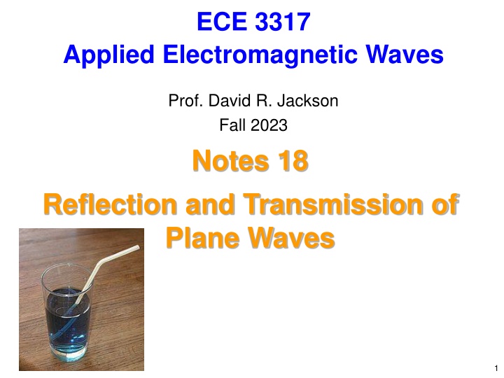 Reflection and Transmission of Plane Waves in Electromagnetic Fields