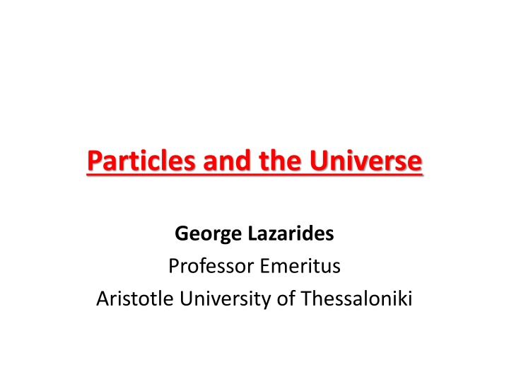 Particles and Fundamental Interactions in the Universe