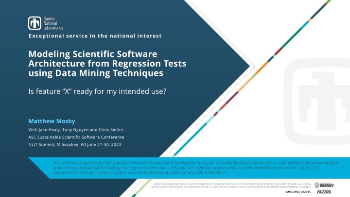 Modeling Scientific Software Architecture for Feature Readiness