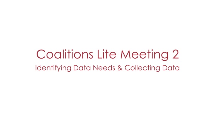 Strategic Planning Meeting: Identifying Data Needs & Prioritizing Issues