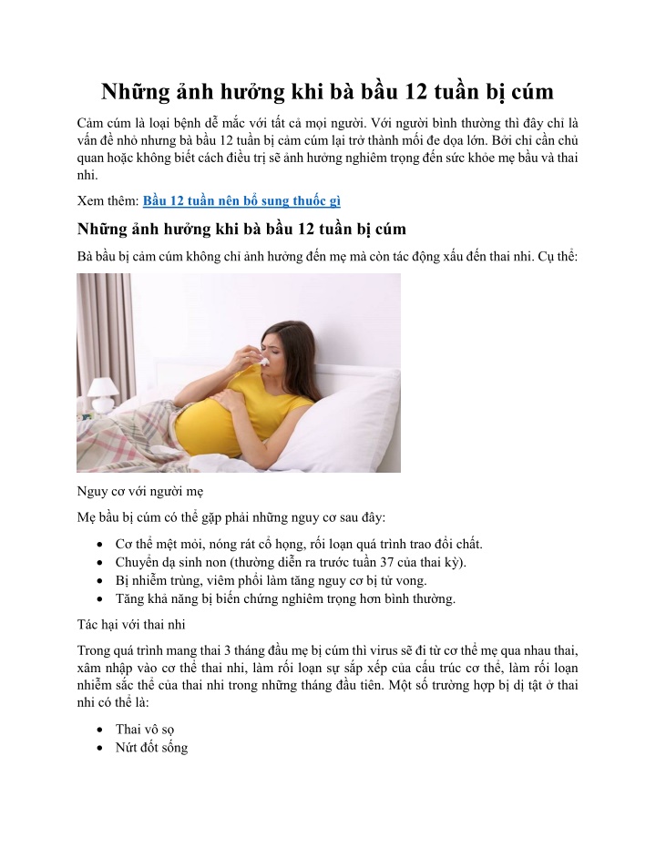 nh ng nh h ng khi b b u 12 tu n b c m n.w