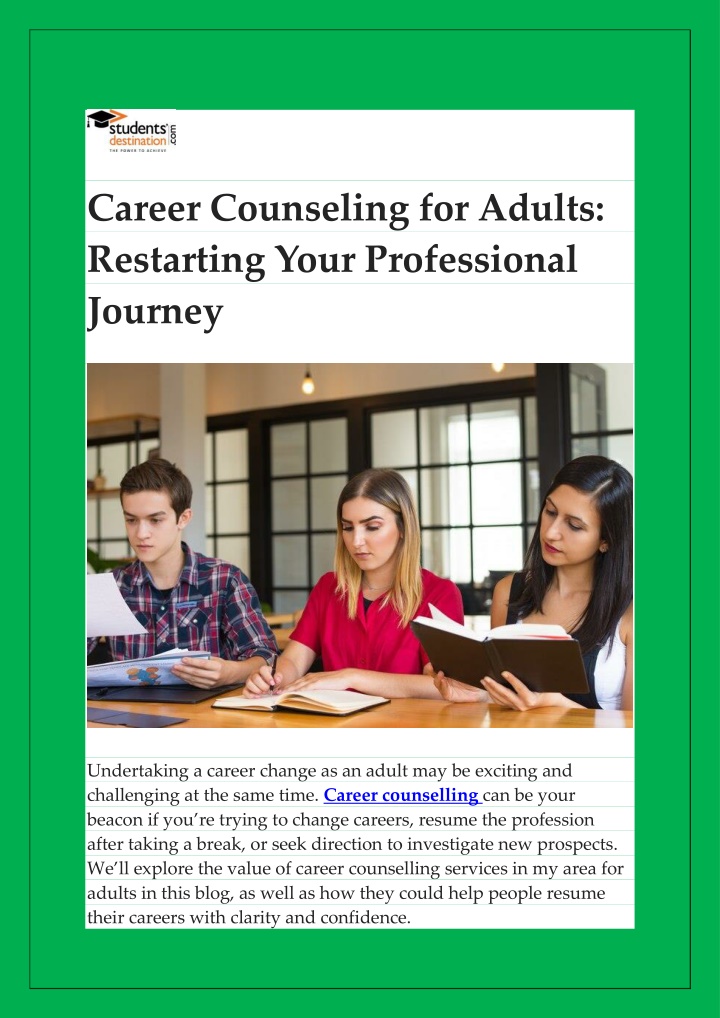 career counseling for adults restarting your n.w