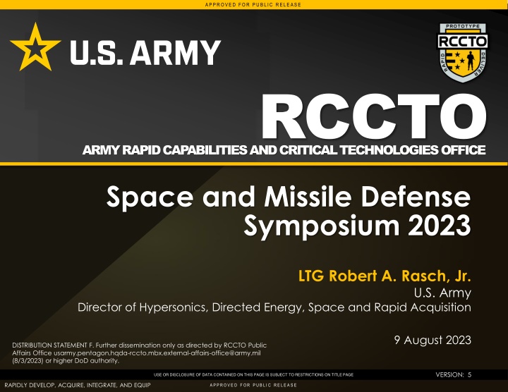 Army Rapid Capabilities and Critical Technologies Office Symposium 2023