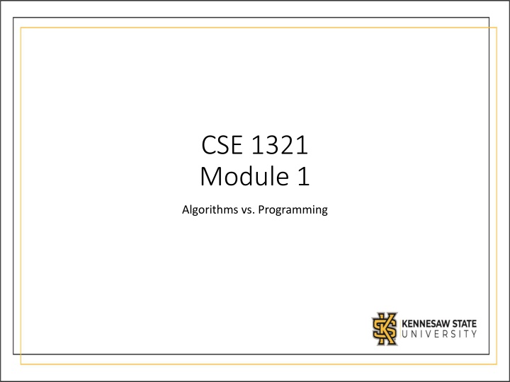 Algorithms and Programming Fundamentals
