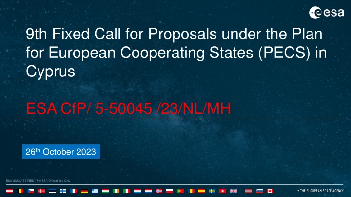 Overview of 9th Call for Proposals under PECS in Cyprus