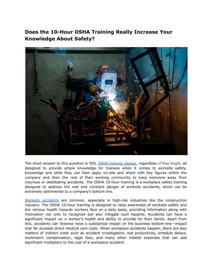 does the 10 hour osha training really increase n.w