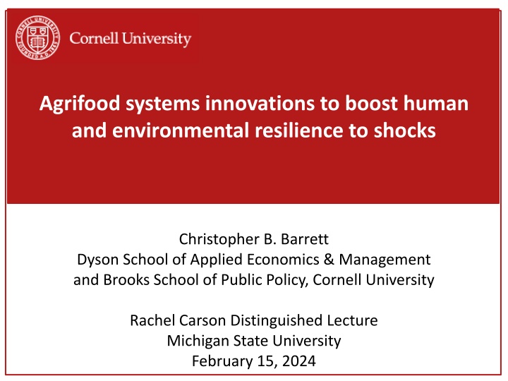 Enhancing Agrifood Systems for Resilience Amidst Shocks