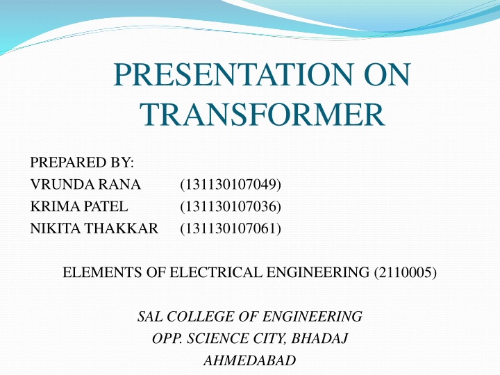 Transformers in Electrical Engineering