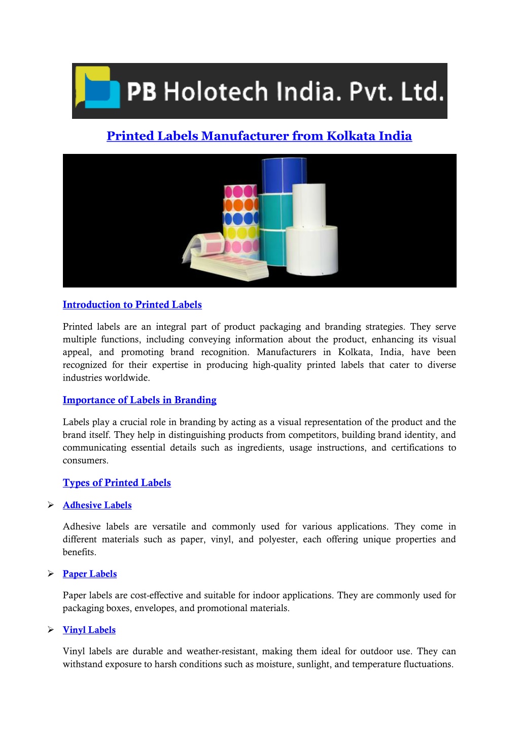 printed labels manufacturer from kolkata india l.w