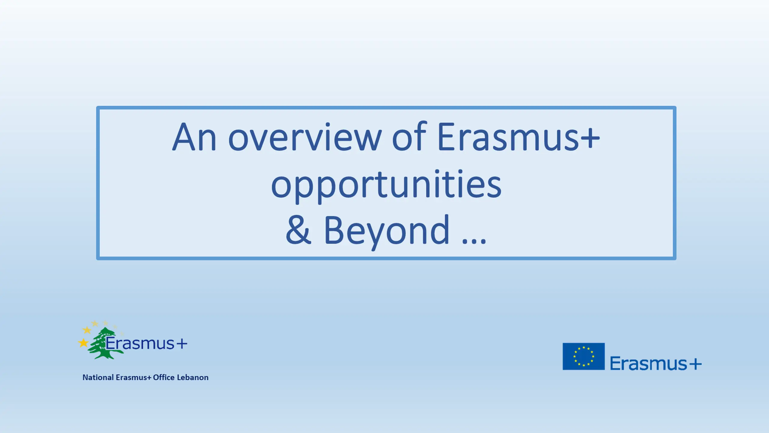 An overview of Erasmus+ opportunities & Beyond