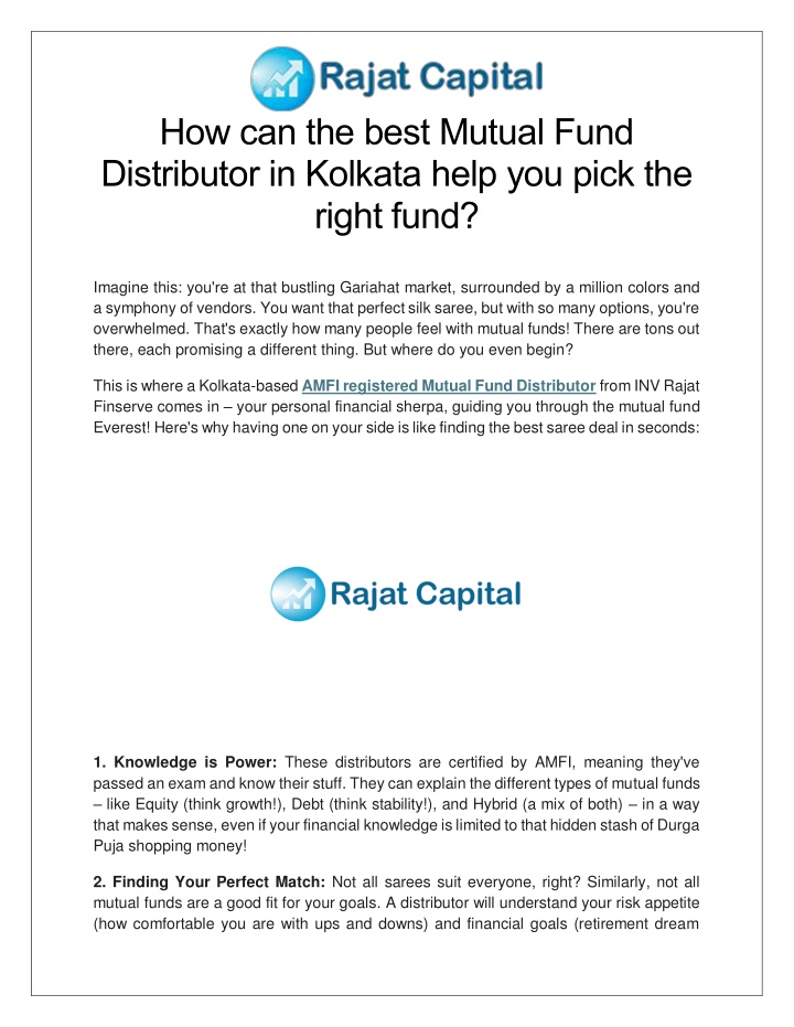 how can the best mutual fund distributor n.w