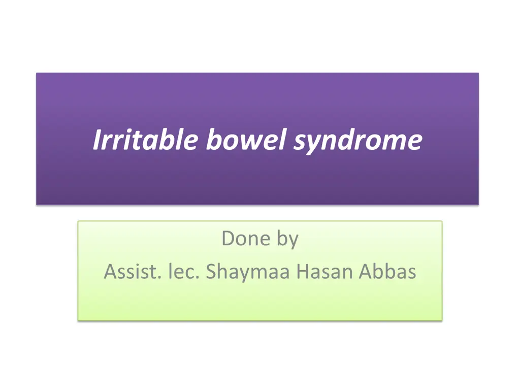 Ppt Irritable Bowel Syndrome 4034