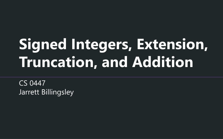 Signed Integers and Addition in Computational Systems
