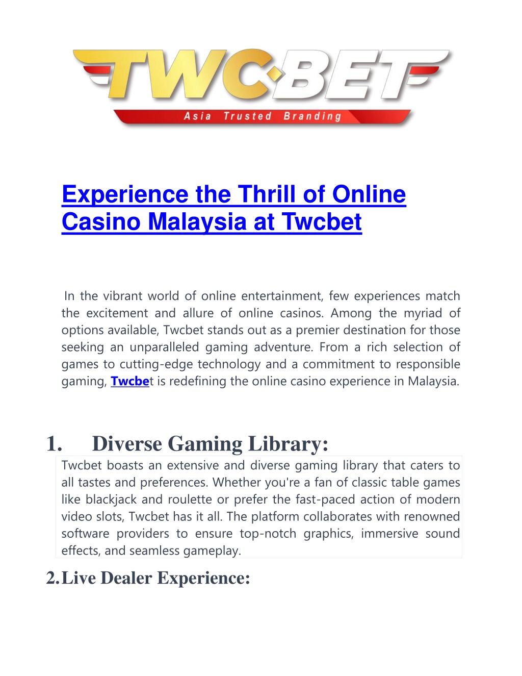 experience the thrill of online casino malaysia l.w