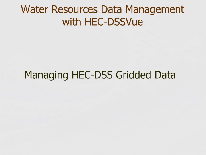 Managing Water Resources Data with HEC-DSSVue