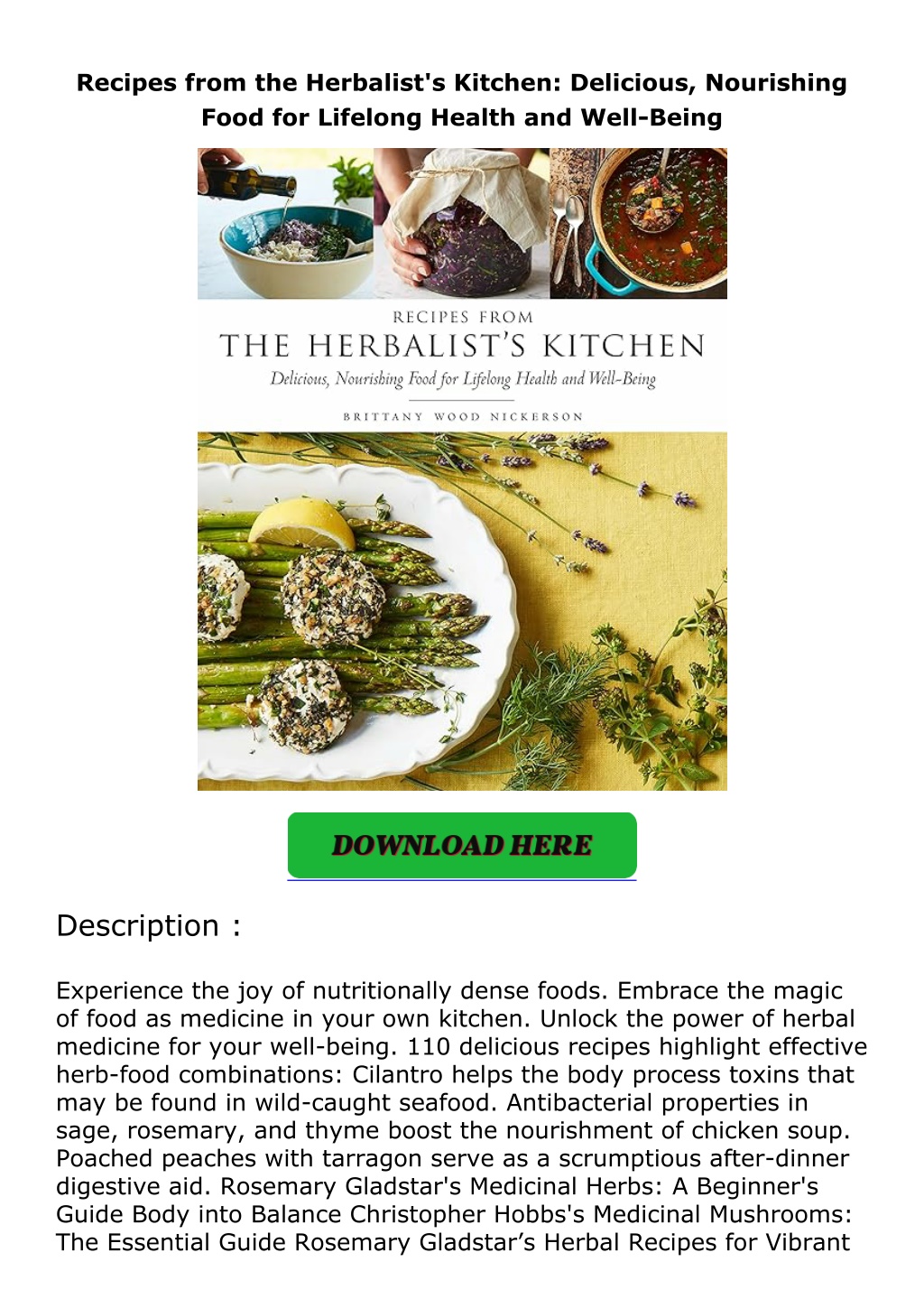 recipes from the herbalist s kitchen delicious l.w